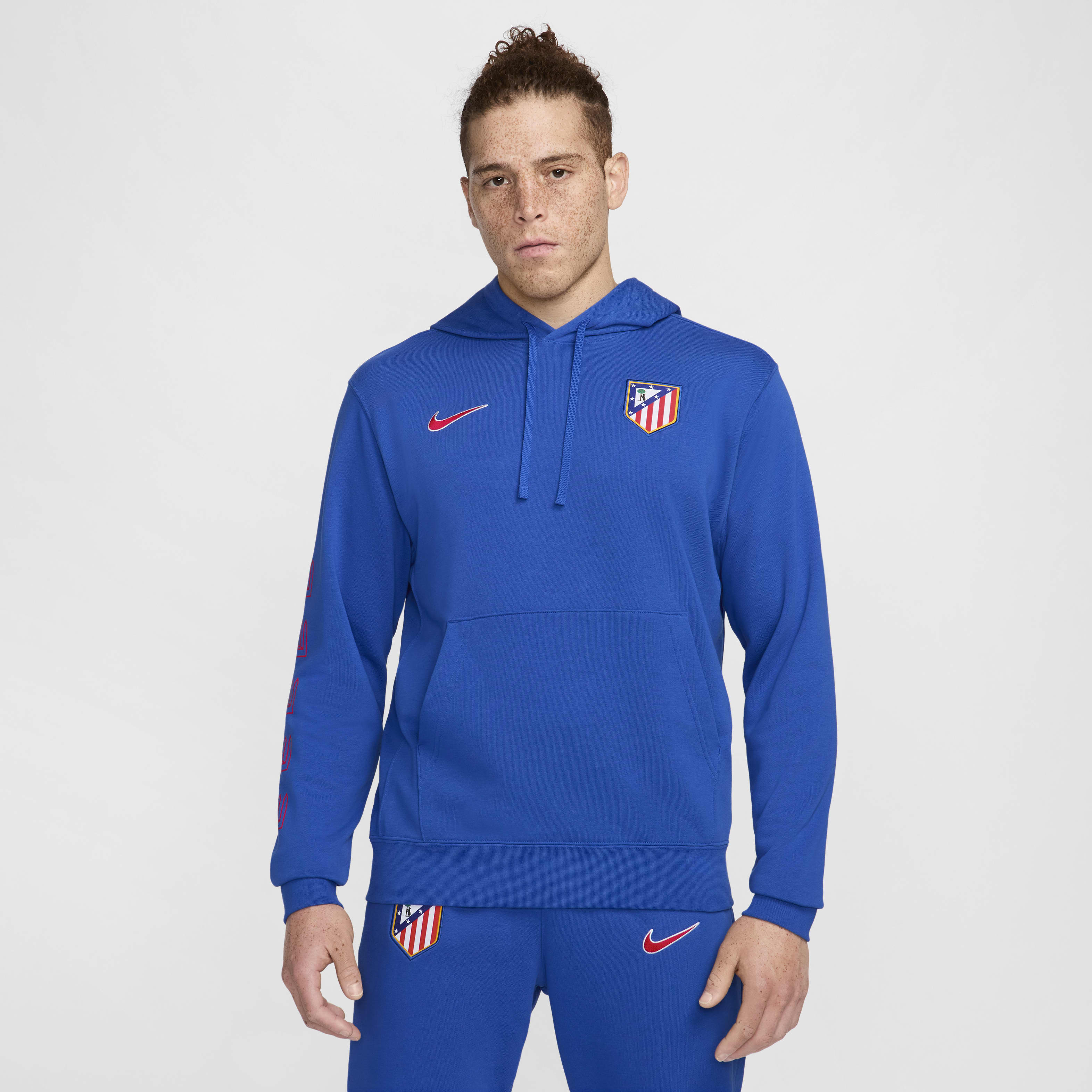 【Nike】Atletico Madrid Soccer French Terry Pullover Hoodie Nike Atlético Madrid Club Home Men's Nike Football French